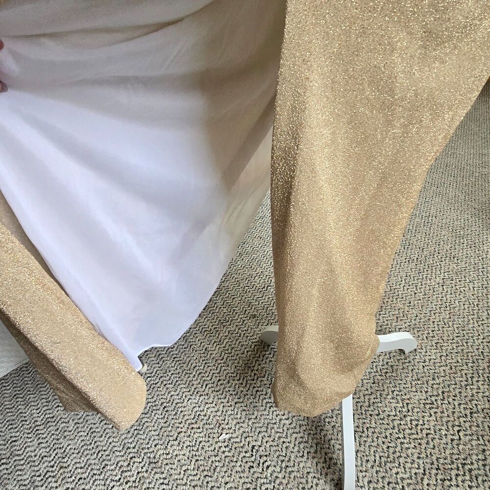 VTG Roberta Gold Glitter Beaded Mesh Slip Dress Y2K Formal 90s Maxi L Homecoming - Picture 5 of 7